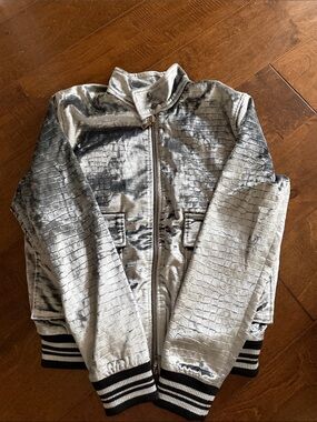 Silver Kids' Quilted Bomber Jacket